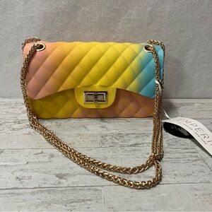 Emperia rainbow jelly cross body purse with chain strap matte texture NEW W/ Tag